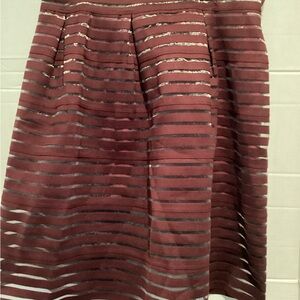 Chic Maroon Striped A-Line Skirt